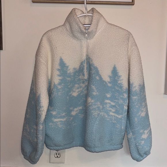 Gilly Hicks Mountain Scene Sherpa Quarter-Zip Sweatshirt, Size S - Picture 2 of 16